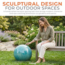 Emissary Handcrafted Ceramic Gazing Ball White Glaze Outdoor Indoor Garden Patio Landscape Yard Planter Decor (Aruba Blue, 20)