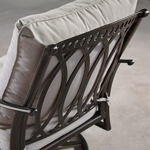 Oakland Living Aluminum Outdoor Swivel Club Rocking Chairs Set of 2 with Thick Grey Cushions Antique Copper