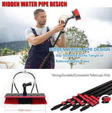 Professional Window Cleaning Kit, 3.6-10.8m Water Fed Extendable Brush, 3-in-1 Aluminum Outdoor Window Cleaner Hose, for Solar Panel, House Siding, Pool, RV,10.8m