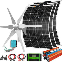 760W Wind Solar Power Kit: 400W Wind Turbine Generator 6 Blade with Controller & 3 pcs 120W Mono Solar Panels & 1000W Off Grid Inverter for Home, Boat, RV