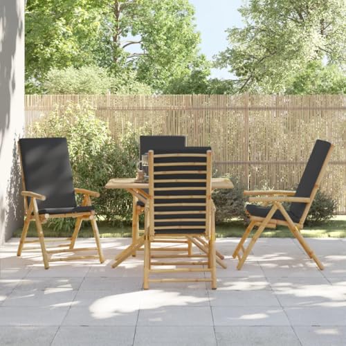 GBCDSWBR 4 Piece Folding Patio Reclining Chairs, Bamboo Outdoor Seats