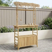 LKJephalotrope Bamboo Outdoor Bar Table with Roof, Natural, 43 x 20 in