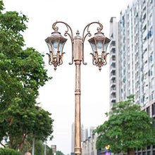 Post Lights Outdoor E27 Double Head 2.1M Retro Exterior Post Lantern Beveled Clear Glass High Pole Street Light Courtyard Waterproof Post Lighting Traditional Outdoor Landscape Post Light Pillar