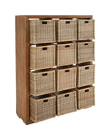 Deco 79 Wood Teak Rattan Basket, 48 by 65-Inch