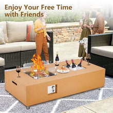 56 Inch Propane Fire Pit Table - Ice and Fire 2-in-1 Firepit Table for Outside Patio with Glass Cover and Rain Cover,8 LBS Grade Heat-Resistant Crystal Glass,for Outdoor,Garden,Yellow Skin Color
