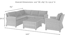 Crosley Furniture Bradenton 5-Piece Outdoor Sectional Sofa Set Brown with Sand Cushions