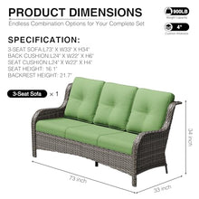Joyside Outdoor Patio Couch, 3 Seater Outdoor Wicker Sofa with High Back, Deep Seating, Wide Armrest, Thickened Cushions, Patio Sofa for Deck, Porch Use
