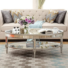 living room table Oval Coffee Tables for Living Room, 43.3/47.2/51.1inch Coffee Table with Mirror Top and Open Shelf, Vintage Cocktail Table outdoor side table ( Color : A , Size : 110*65*50cm )