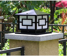 BUNCC Modern Outdoor Post Light | Black Square Pillar Lantern with Geometric Design | Waterproof IP65 Die-Cast Aluminum Column Lamp E27 Socket | for Deck Fence Gate Patio Yard Garden Decor