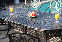GrandPatioFurniture.com CBM Patio Elisabeth Collection Cast Aluminum 9 Piece Dining Set with 8 Swivel Rockers SH211-8S CBM1290
