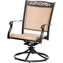 Hanover Fontana 7-Piece Outdoor Dining Set with Sling Swivel Rockers and Glass-top Table Brown