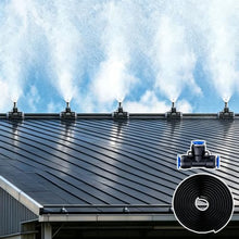 Outdoor Roof Cooling Misting System with Flexible Tubing and Spray Nozzles
