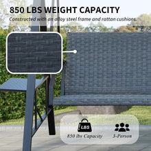 3-Seat Outdoor Porch Swing with Adjustable Polycarbonate Hardtop and Side Table for Backyard Garden Use