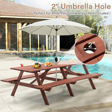 Zevemomo 10-12-Person Wood Picnic Table, Rectangular Top with Umbrella Hole