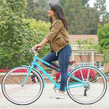 sixthreezero Women's 7-Speed Hybrid Road Bike with Rear Rack, 28-Inch Wheels, Cream