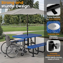 OUTTANS Commercial Metal Picnic Table (Blue, 4' Rectangular)