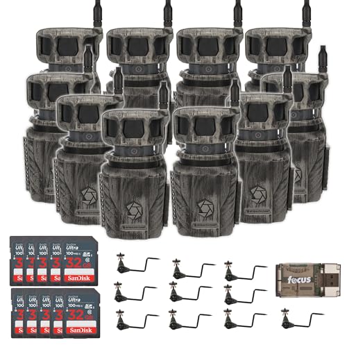 Stealth Cam Revolver 36MP 360-Degree Cellular Trail Camera Bundle with 10 Holders, 10 Memory Cards, and Card Reader