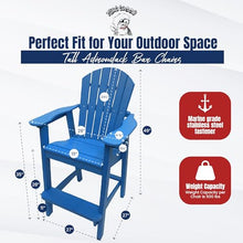 Phat Tommy Tall Adirondack Chair - HDPE Outdoor Furniture - Poly Adirondack Bar Stool - Heavy, Stress Free Furniture for Balcony, Deck, Patio, Front Porch, Blue