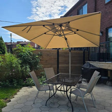 OROTLECT 9' x 9' Square Lighted Cantilever Umbrella With Base,Beige