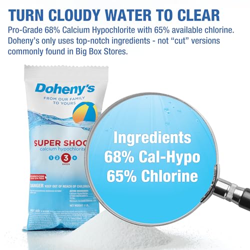Doheny's Super Pool Shock Pro-Grade Chlorine 68% Cal-Hypo Granular 100lb