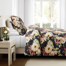 H HIEND ACCENTS Floral Bedding Peony Washed Linen Super Queen Comforter Set Charcoal