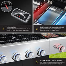 KESSER BBQ Gas Grill, 800 °C Infrared, 4 Burners, Stainless Steel, XXL Grill Trolley, Side Cooker, 5-11 kg Gas Bottle, Piezo Ignition