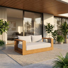 Outdoor Escape Gray Acacia Wood Outdoor Loveseat for Patio, Outdoor Sofas, Loveseats, Weather-Resistant, Comfortable Seating for Garden, Backyard