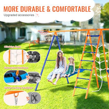 VEVOR 6-in-1 Swing Set with Swings, Trapeze, Ladder, Net & Hoop Blue/Orange