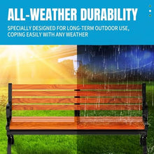 OECETCAWKD Iron Outdoor Garden Bench, Weatherproof Park Bench with backrest for Outside, Wood Plastic Composite Seat for Patio, Porch, Backyard(120cm/47.2in)