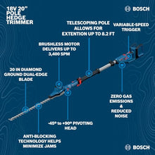 BOSCH GHE18V-50TPN18X 18V 20 in. Pole Hedge Trimmer with 8.2 Ft. Telescopic Pole and Pivoting Head is a Cordless Trimmer (Battery and Charger Included Kit)