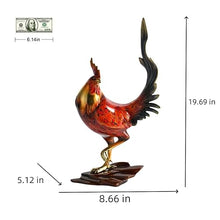 FENGSHUI-CAISHEN Colourful Metal Rooster Statue