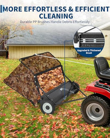 Garvee Lawn Sweeper Tow Behind, 52" Large Leaf Collector with 27 Cu.ft Capacity Hopper Bag, Leaf & Grass Catcher with Adjustable Brush Height & Dump for Yard, Farm, Garden