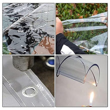 Broom and Mop Holder Clear Outdoor Tarp Curtains with Grey Side Panels for Gazebo Pergola Patio Waterproof PVC Plastic Cover Sheet with Zip Door Customizable Size 4x3m Rain Curtain for Protection and