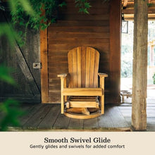 TITAN GREAT OUTDOORS Ash & Ember Savannah Grade A Teak Adirondack Glider Swivel Chair, Kiln-Dried and Hand-Sanded Teak Wood, Weather-Resistant Outdoor Chair