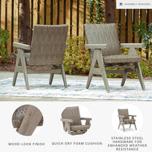 Signature Design by Ashley Haven Retreat Outdoor Rocking Arm Chair Set of 2, Rust-Resistant Powder-Coated Aluminum Frame, All-Weather Handwoven Resin Wicker for Patio Dining and Relaxing, Beige/Brown