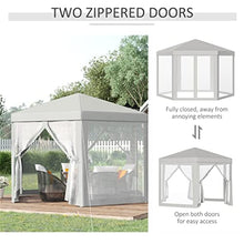 YMGSCC Party Tent Gazebo Hexagon Patio Outdoor Party Activities Waterproof with Mesh Walls Beige