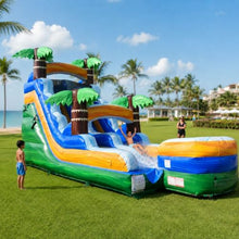 TentandTable 15FT Commercial Inflatable Water Slide & Blower Tropical Green