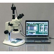 AmScope Digital Trinocular Stereo Zoom Microscope with Eyepieces & LED Ring Light White