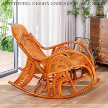 Natural Handmade Rattan Balcony Rocking Chair, Extendable Footrest, Suitable for Living Room Balcony and Garden(Brown,125 * 100 * 63cm)