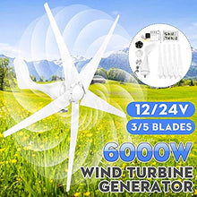 Energy 3/5 Blades Wind Turbine Generator 12V 24V High Efficient for Home Yacht Farm Low Wind Speed Start High Efficiency 5 Blades 12v (3 Blades 24v) (5 Blades 12v)