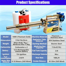 Pvxa Electric Sprayer Aerosol Atomizer, 15L Thermal Fogger Machine, 30-50m Smoke, 360 ° Spray in All Directions Pulse-Jet Thermal Fogger Nebulizer 180K