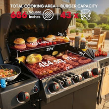 Feasto 5 Burner Propane Gas Grill with Side Burner and Sear Burner, Black