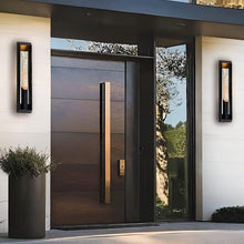 CWI Lighting Petra Integrated LED 29in Sand Black Outdoor Wall Light with Handcrafted Glass for Garage Door, Front Porch, Entryway