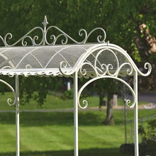 Zaer Ltd. Large Metal Commercial Flower Cart Display with Roof Antique White