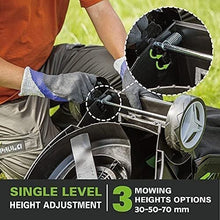 Electric Cordless Lawnmower Push Rotary Lawnmower Lightweight Hover Collect Lawn Mower Cutting Heights 30-70 cm up to 380 m2 Garden with 30L Grass Box