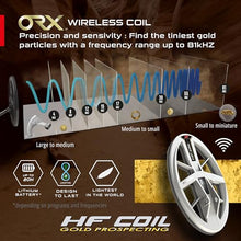 XP Metal Detectors ORX - Specialized in Gold Hunting - with WSAUDIO Wireless Headphones, Elliptical HF Coil (9.5x5) up to 50kHz, Remote Control, and S-Telescopic stem (ORX-ELLHFRCE + WSAUDIO)