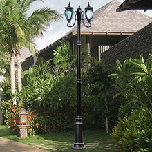 iumLeap 2-Light Traditional Black Die-Cast Alandscape Lantern Victorian Outdoor High Pole Street Light Ip54 Waterproof Garden Lighting Fitting Decking Patio Path Pil(Height 2.4m)