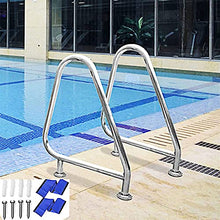 MSHOSAC Sturdy Pool Safety Handrails Pool Handrails 2 PCS Pool Stair,Inground Pools Handrails,Swimming Pool Ladder in Ground Pools Heavy Duty 304 Stainless Steel Pool Step Ladder with Blue Grip Cove