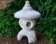 OLOMA Solar pagoda garden statue Concrete Asian pagoda decoration Japanese pagoda lantern figure Outdoor Zen garden pagoda Lawn light lantern art Asian decor Large pagoda for chinese garden