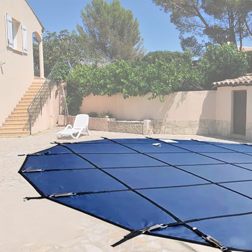 LZMZMQ Winter Pool Covers 6 8 10 12 14 16 18 20 22 24 26 28 30 Foot Round, Pool Net Covers Debris-& Leaf Proof, Outdoors Swimming Pool Protection Cover(Blue,36ft/11m)